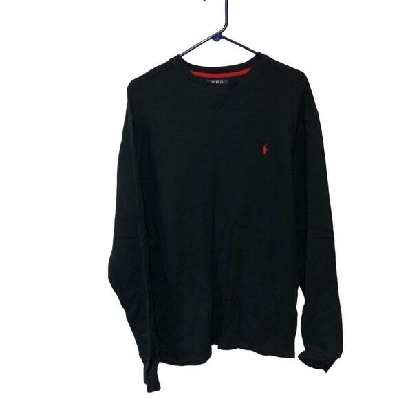 Polo Ralph Lauren Size Extra Large (XL) Thermal Long Sleeve Black with Red Logo - Picture 1 of 4
